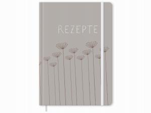 Rezeptbuch zum selbst gestalten, Blumen Design in Grau Beige