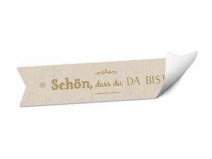 Wimpel Sticker für Tischkarten und Gastgeschenke im Vintage Design, Creme Beige