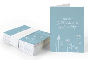 Geschenkanhänger von Osterhasen gebracht Blau Weiß, mini Klappkarten zum beschriften deiner Ostergeschenke