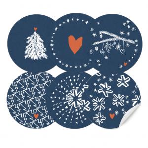 Weihnachtssticker für eure Weihnachtsdeko in Blau Weiß