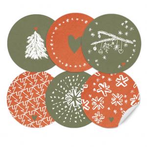 Weihnachtssticker für eure Weihnachtsdeko in Rot Grün Weiß