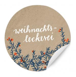 Weihnachtssticker für eure Leckerei in Beige mit Beeren
