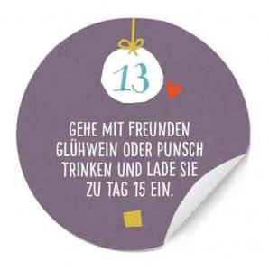 Adventskalenderzahlen mit Aufgaben für Frauen, Vintage Collage Design in Lila Weiß