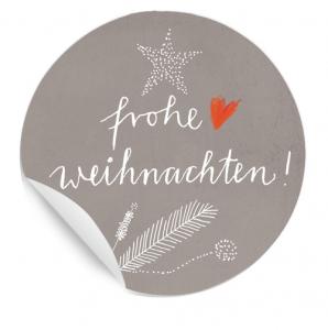 Weihnachtsdeko Sticker Frohe Weihnachten Grau Braun