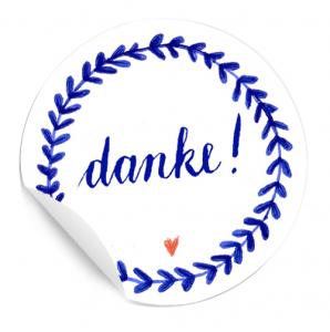 danke,dankeschön,dankesticker,aufkleber,etiketten,tusche,blau,weiß,blume,kalligrafie
