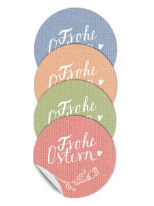 Ostersticker Mix in Pastell - Frohe Ostern! Osterdeko Sticker in vier Farben