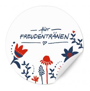 Weiße Freudentränen Aufkleber für Taschentücher, Hochzeit Gastgeschenke