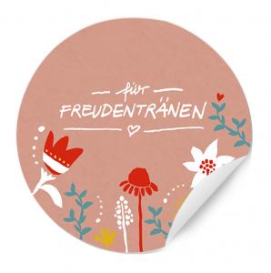 Rosa Freudentränen Aufkleber für Taschentücher, Hochzeit Gastgeschenke