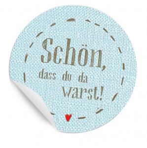 Aufkleber für Gastgeschenke zur Hochzeit oder Geburtstag hellblau beige