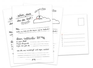 Hochzeitsspiel Postkarten für Partygäste, Partyspiel Postkartenset Hochzeit, schlicht, dezent, Kalligrafie Design mit Herz, schwarz weiß