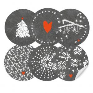 Weihnachtssticker für eure Weihnachtsdeko in Grau Weiß