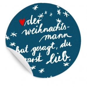 Witzige Weihnachtssticker blau Sternchen Weihnachtsmann