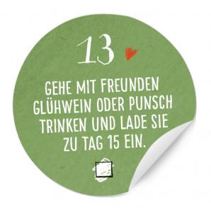 Adventskalenderzahlen für Erwachsene mit Aufgaben, Sticker, Etiketten, Aufkleber, Zahlen für den Advenskalender