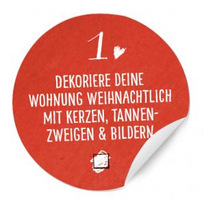 Adventskalenderzahlenn für Erwachsene mit Aufgaben, Sticker, Etiketten, Aufkleber, Zahlen für den Advenskalender