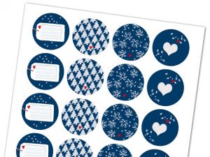 Weihnachtssticker, Dekosticker Weihnachten blau