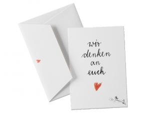 büttenkarte, wir, grußkarte, postkarte, bütte, schlicht, edel, dezent, schwarz, weiß, kalligrafie, herz, trauerkarte, trauern, beerdigung, trost, trost spenden, mitgefühl, motivation, zuspruch, beileid, freundschaft, familie, abschied